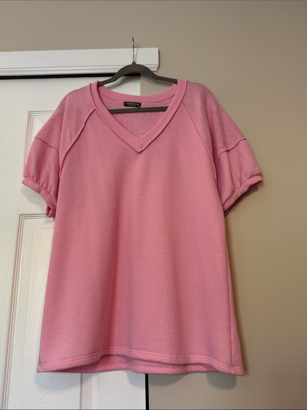 HEIMISH USA Pink V-Neck Short Sleeve Tee